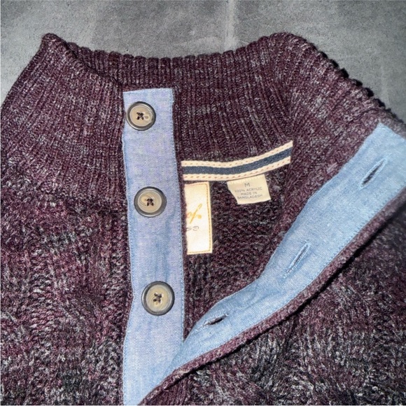 Weatherproof Men's Dark Brown Button Up Sweater - Picture 3 of 6